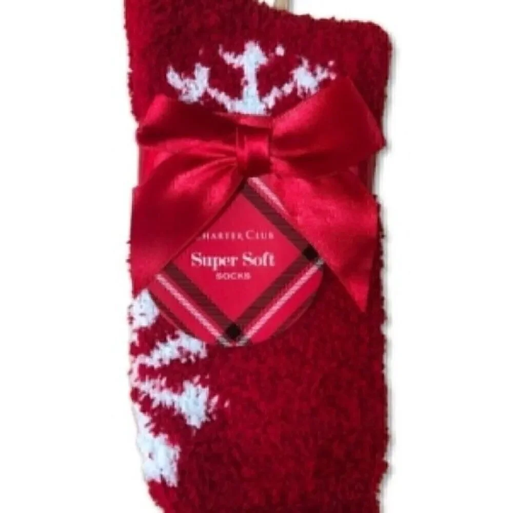 3 Set Charter Club Womens Size 9-11 Butter Super Soft Cozy Crew Socks pink red …